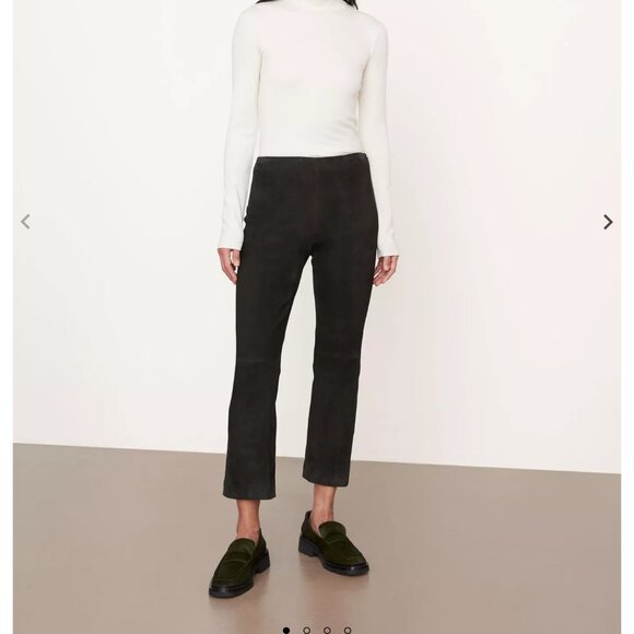 Vince Suede Cropped Flare Black Pants - Picture 2 of 7